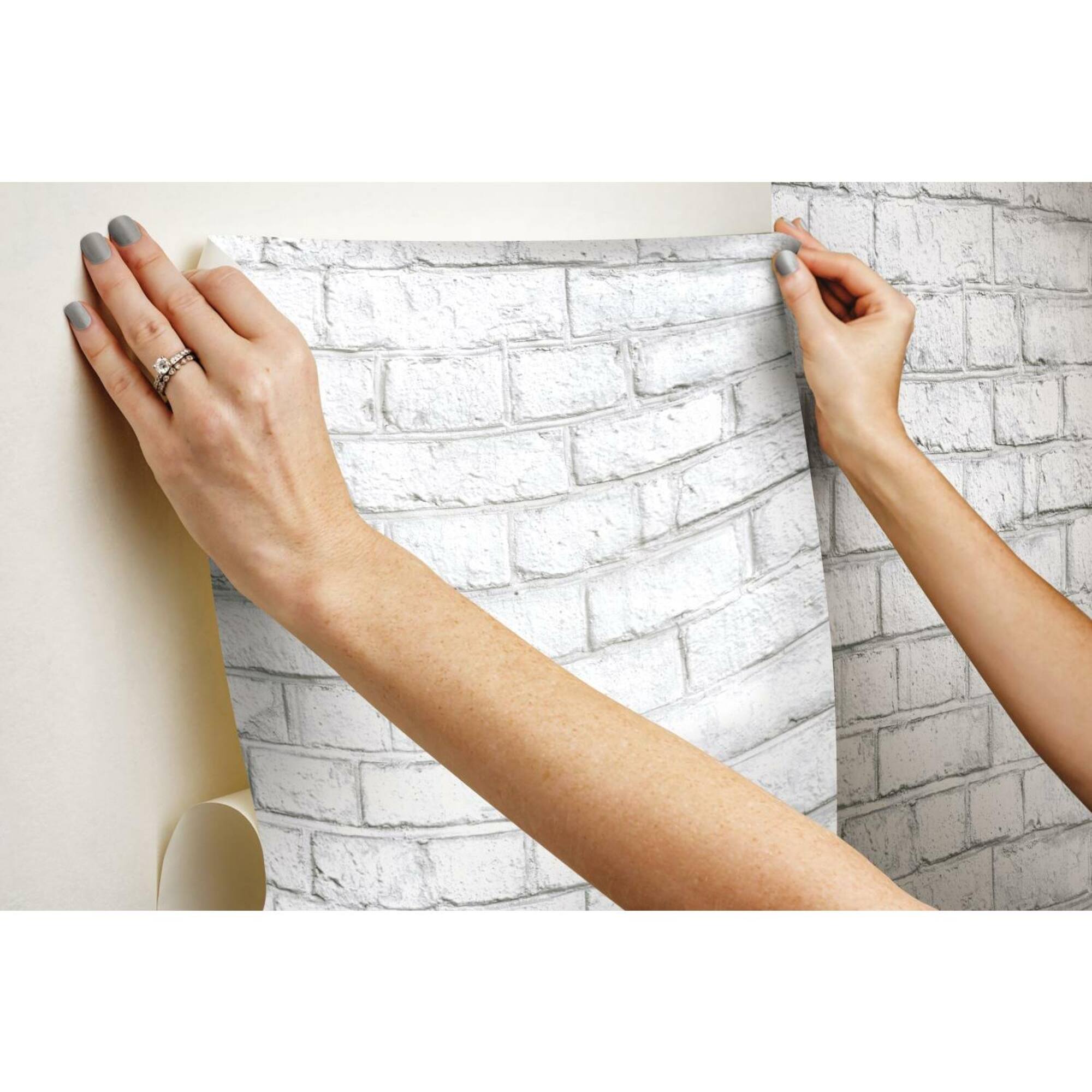 RoomMates White Brick Peel & Stick Wallpaper